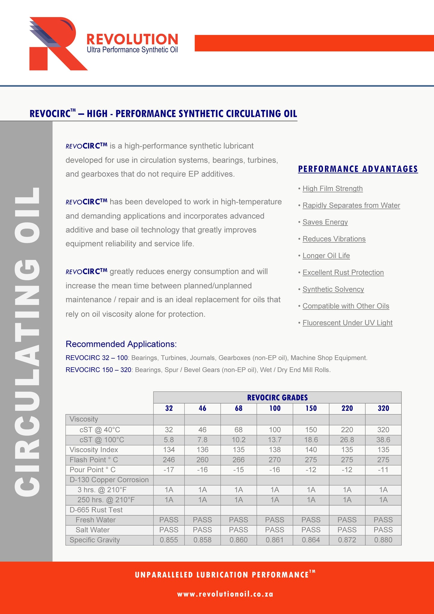REVOCIRC - SYNTHETIC CIRCULATING OIL 5 LITRE