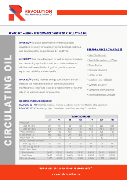 REVOCIRC - SYNTHETIC CIRCULATING OIL 5 LITRE